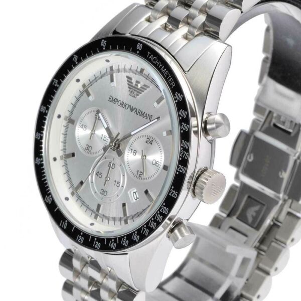 Emporio Armani AR6073 Men’s Quartz Stainless Steel Silver Dial 46mm Watch