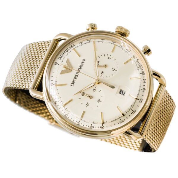 Emporio Armani Avaitor AR11315 Men’s Quartz Stainless Steel Beige Dial 43mm Watch