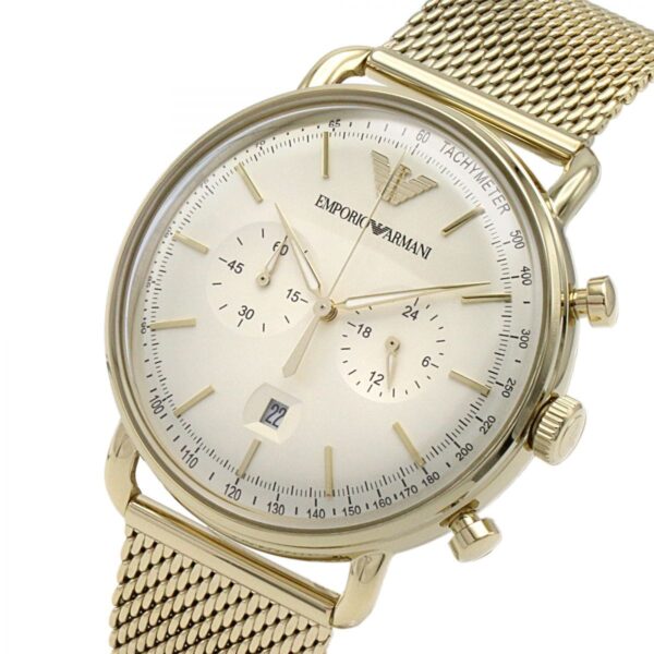 Emporio Armani Avaitor AR11315 Men’s Quartz Stainless Steel Beige Dial 43mm Watch
