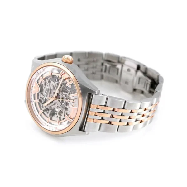 Emporio Armani Meccanico AR60002 White Dial Two Tone Stainless Steel Watch For Men 43mm