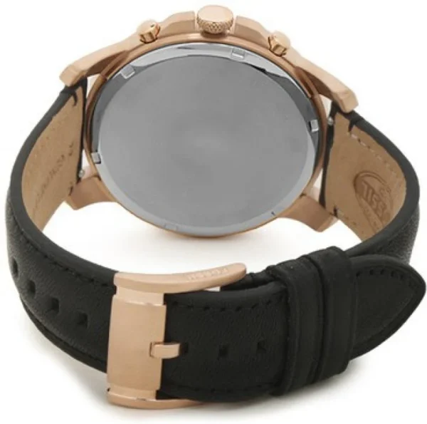 Fossil Grant FS5085 Chronograph Grey Dial Black Leather Strap Watch for Men's 44 mm