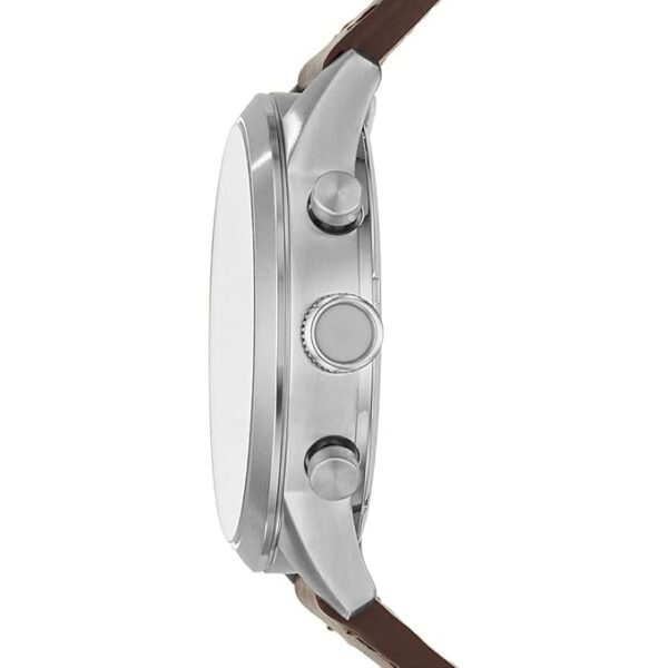Fossil Dean FS5169 Men Chronograph Silver Dial Brown Leather Strap 44mm