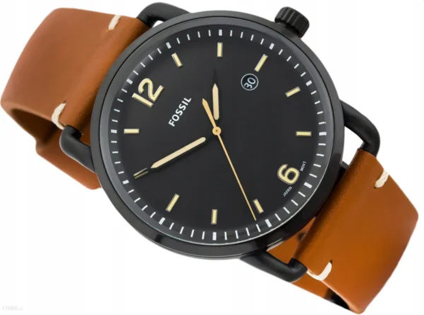 Fossil Commuter FS5276 Three Hand Date Black Dial Brown Leather Strap Watch for Men 42mm