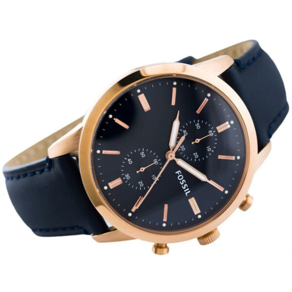 Fossil Townsman FS5436 Blue Leather Strap Blue Dial Chronograph Quartz Watch for Men 44mm