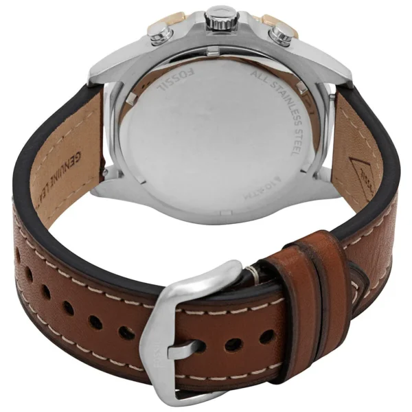 Fossil Garrett FS5625 Chronograph Blue Dial Brown Leather Strap Watch for Men's 44mm