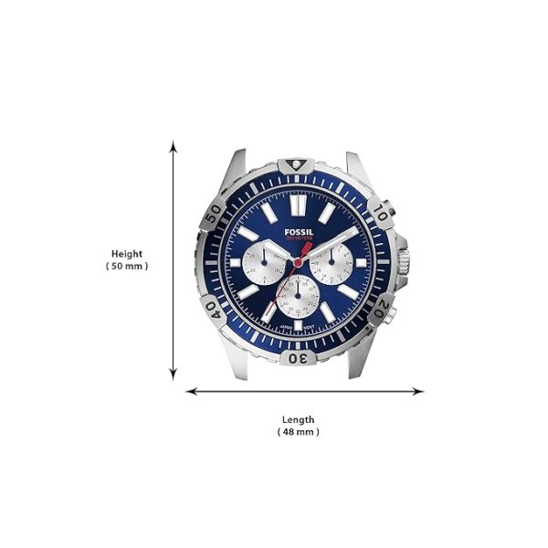 Fossil Garrett FS5709 Blue Leather Strap Blue Dial Chronograph Quartz Watch for 44mm