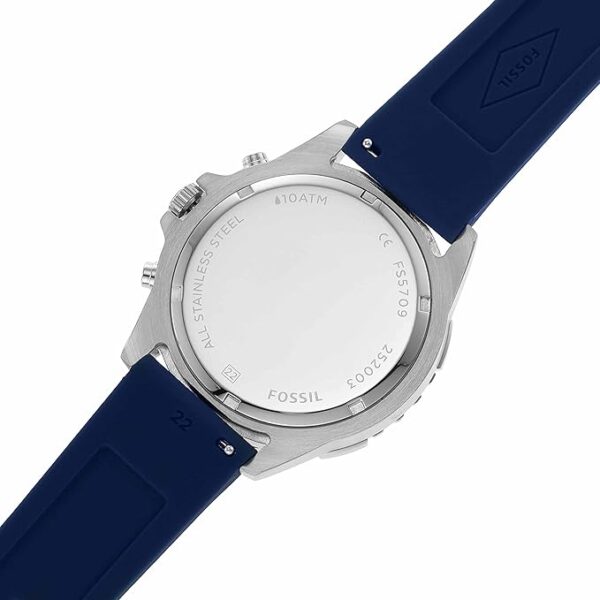 Fossil Garrett FS5709 Blue Leather Strap Blue Dial Chronograph Quartz Watch for 44mm