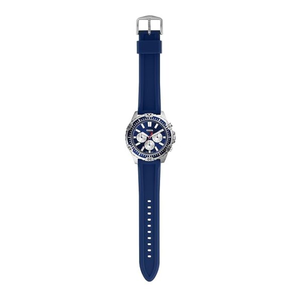 Fossil Garrett FS5709 Blue Leather Strap Blue Dial Chronograph Quartz Watch for 44mm