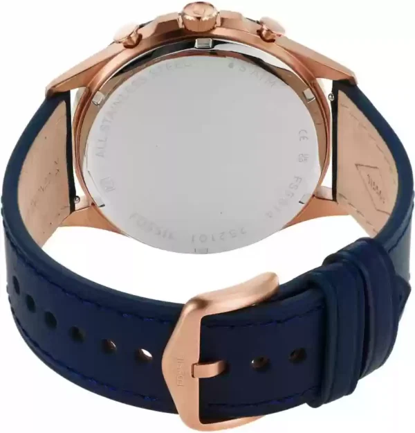 Fossil Forrester FS5814 Chronograph Blue Dial Blue Leather Strap Watch for Men's 46mm