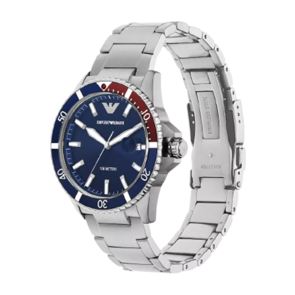 Emporio Armani Diver AR11339  Silver Stainless Steel Blue Dial Quartz Watch for Men's