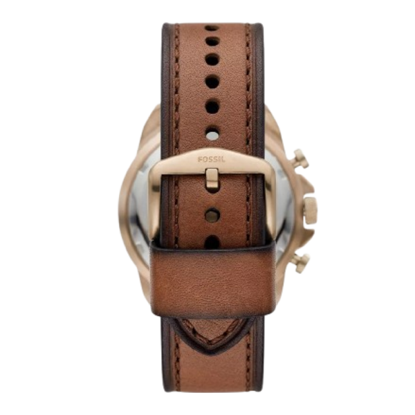 Fossil Bronson FS5857 Brown Leather Strap Brown Dial Chronograph Quartz Watch for Men's 44mm