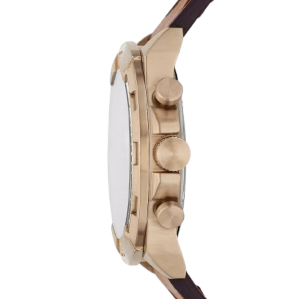 Fossil Bronson FS5857 Brown Leather Strap Brown Dial Chronograph Quartz Watch for Men's 44mm