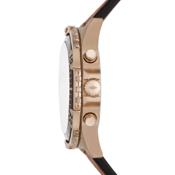 Fossil Garrett FS5867 Brown Leather Strap Brown Dial Chronograph Quartz Watch for Men's 44mm