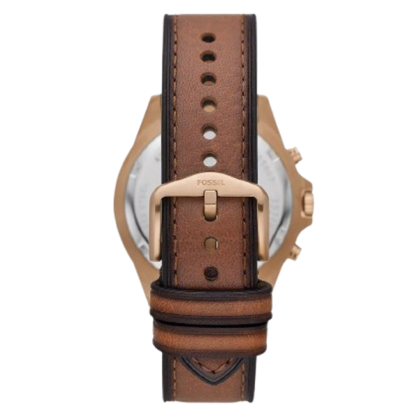 Fossil Garrett FS5867 Brown Leather Strap Brown Dial Chronograph Quartz Watch for Men's 44mm