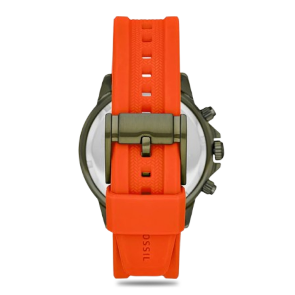 Fossil Bannon BQ2500 Multifunction Orange Silicone Men's Watch Dial 45mm