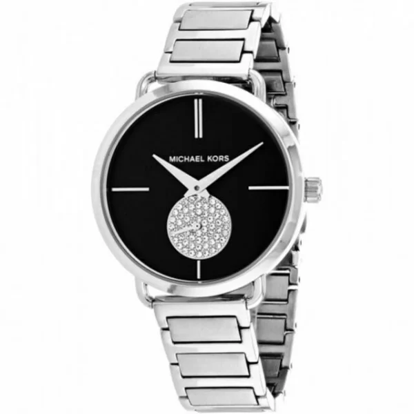 Michael Kors Portia MK3638 Silver-Tone Women’s Quartz Stainless Steel Black Dial 36mm