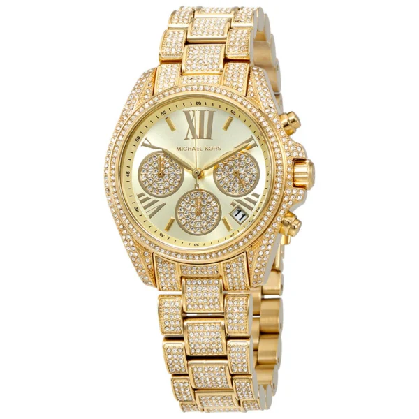 Michael Kors Mini bradshaw MK6494 gold dial crystal pave ladies watch