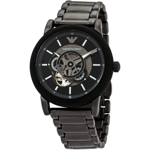 Emporio Armani Meccanico AR60010 Black Stainless Steel Black Dial Automatic Watch For Men