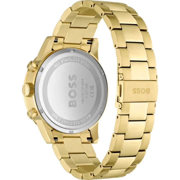 Hugo Boss Allure Chronograph 1513923 Green Dial Gold Steel Strap Watch for Men