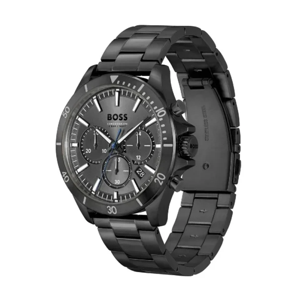 Hugo Boss  Troper 1514058 Chronograph Grey Dial Grey Steel Strap Watch For Men