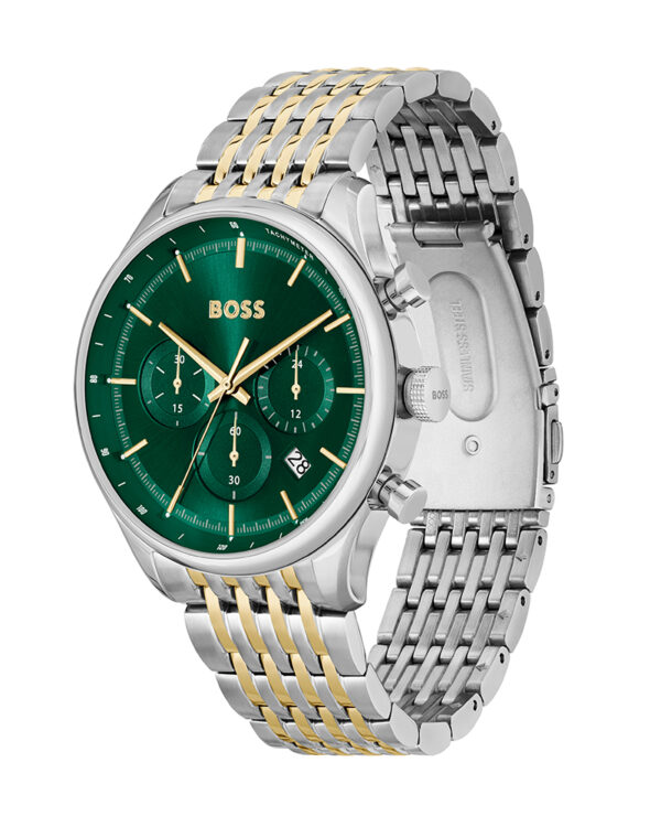 Hugo Boss Gregor Series 1514081 Chronograph Green Dial Two Tone Steel Strap Watch For Men