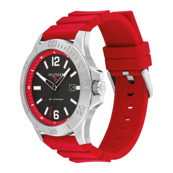 Tommy Hilfiger Men's Preppy 1710540 Stainless Steel Silicone Strap Wrist Watch 46mm