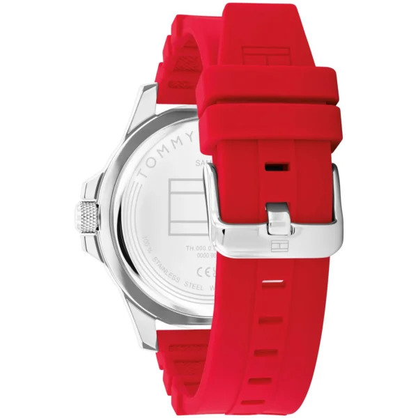 Tommy Hilfiger Men's Preppy 1710540 Stainless Steel Silicone Strap Wrist Watch 46mm