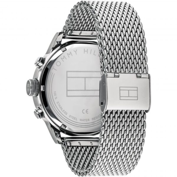 Tommy Hilfiger Icon Silver Mesh 1791596 Bracelet Blue Dial Chronograph Quartz Watch 44mm for Men's
