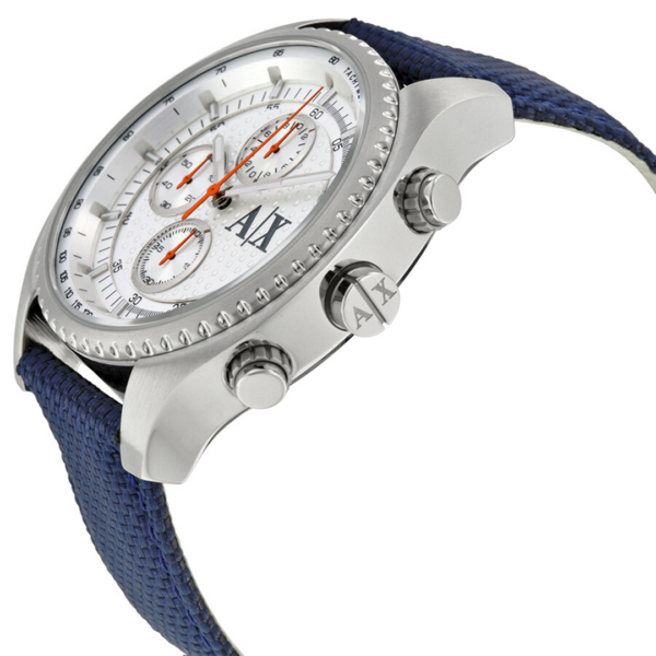 Armani Exchange Nylon  Strap AX1609 Silver Dial 45mm Watch For Men