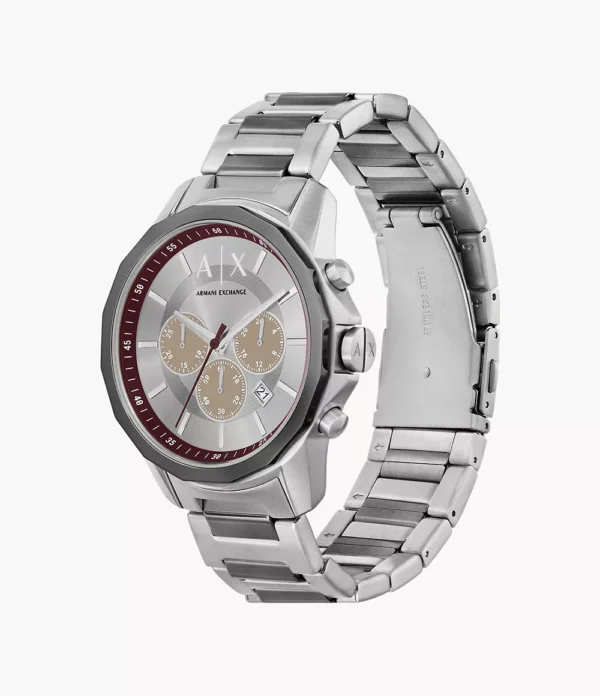 Armani Exchange Men's Silver AX1745 Chronograph Stainless Steel Watch 44mm