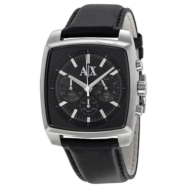 Armani Exchange Quartz AX2250 Black Leather Strap Black Dial 40mm Watch