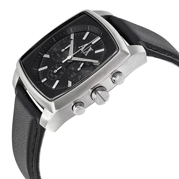 Armani Exchange Quartz AX2250 Black Leather Strap Black Dial 40mm Watch