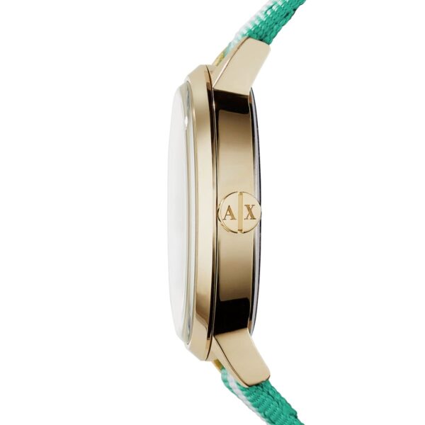 Armani Exchange Women’s Two Tone Nylon Strap AX5365  Gold Dial 39mm Watch