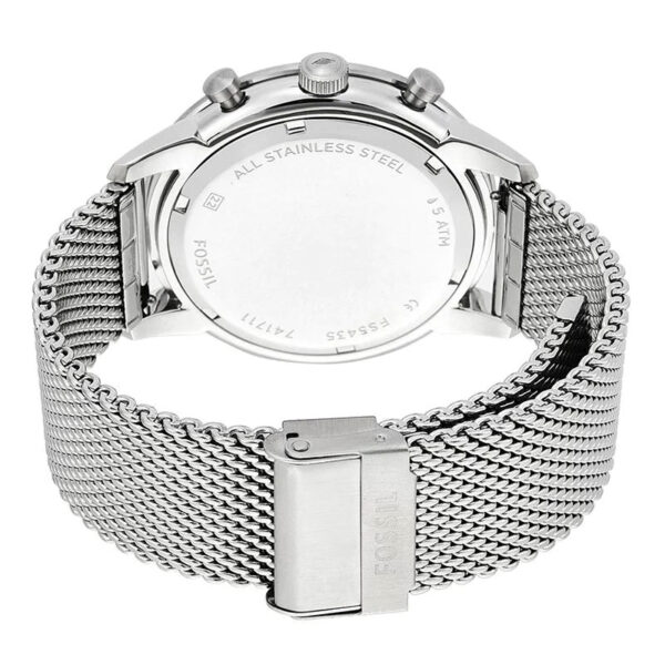 Fossil Neutra FS5382 Silver Mesh Bracelet White Dial Chronograph Quartz Watch for Mens 44mm
