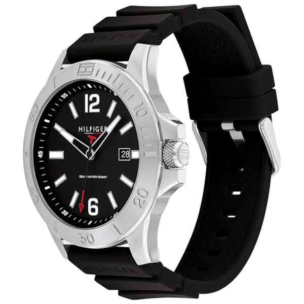 Tommy Hilfiger Men's Preppy 1710539 Round Shape Silicone Wrist Watch 46mm