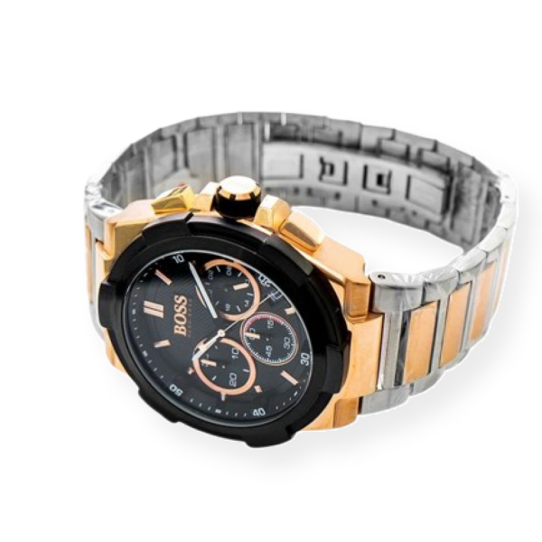 Hugo Boss Supernova 1513358 Black Dial Two Tone Steel Strap Watch for Men 46mm