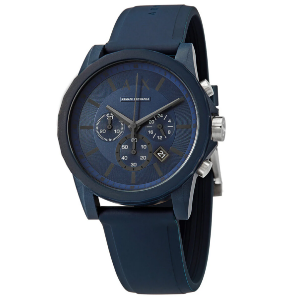 Armani Exchange Outerbanks AX7128 Blue Silicone Strap Blue Dial Chronograph Quartz Watch